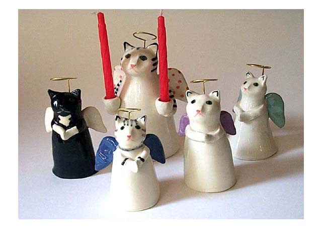 Cat Angel Candle Holder